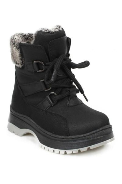 Vicco Alexis Black Unisex μάλλινες εσωτερικές μπότες για κορίτσια με φερμουάρ