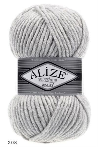 Alize Superlana Maxi - 208 Light Grey Melange, Χοντρό Πλεκτό Σχοινί - 100 Γρ. 100 Μ. Σχοινί