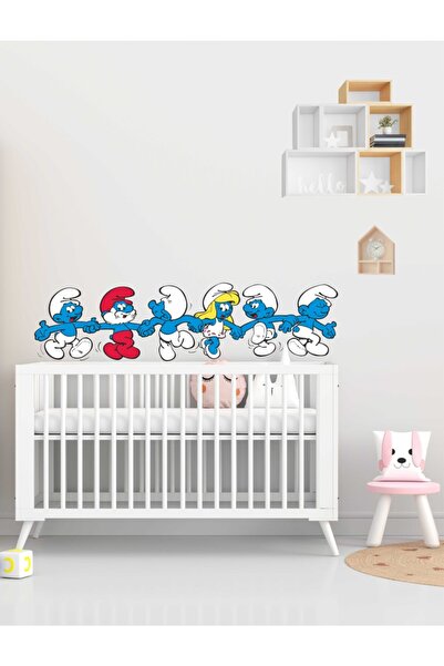 Baskı Madeni Sevimli Şirinler Bebek Ve Çocuk Odası Duvar Sticker