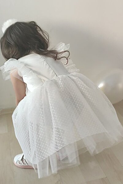 Shecco Babba White Tutu Dress Bandana Set 1-10 Years Birthday Dress