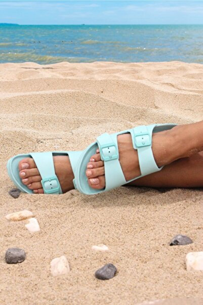 sepona Turquoise Non-Slip Sole Wet Floor Beach Slippers - Daily Use