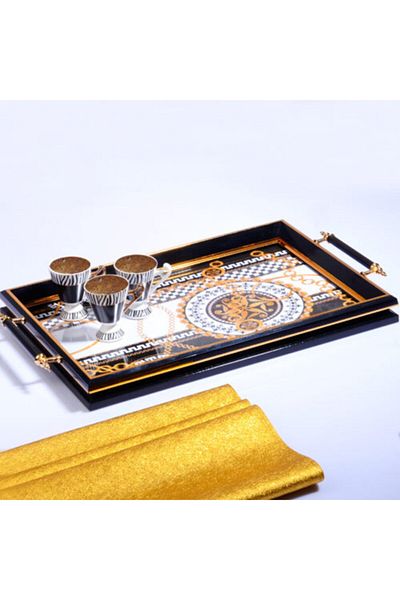 Kosova 218 Glass Acrylic Rectangular Tray Black 50cm*31cm