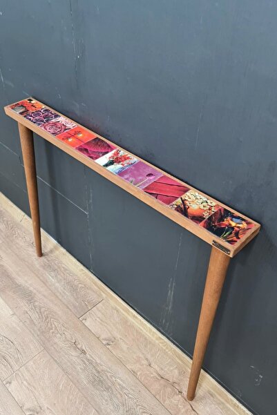 bluecape Marakeş 102x12 Cm Doğal Ağaç Çerçeveli Antik Limra Taşlı Dresuar