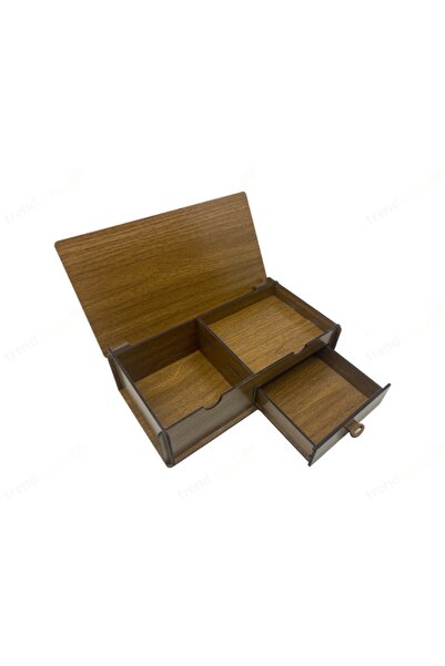 Ahşap Çekmeceli Kombin Kutusu Kahverengi