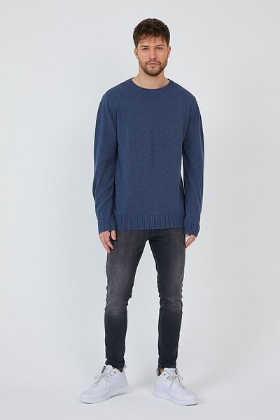 Matte Ανδρικό πουλόβερ με λαιμόκοψη Indigo μονόχρωμο πλεκτό Helsinki
