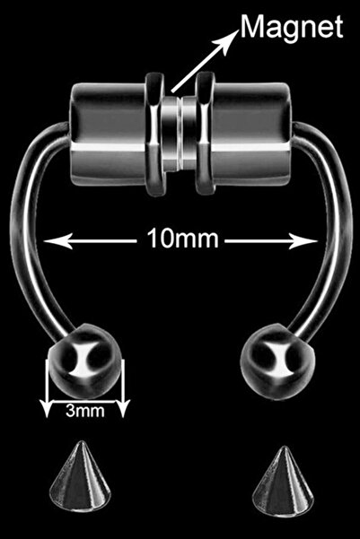 ÇELİKONLİNE Paslanmaz Çelik Septum Labret Lip Earlobe Mıknatıslı Top Ve Ok Başlı Sahte Fake Piercing