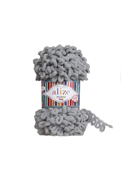 Alize Puffy Fine Πλεκτό νήμα για πλέξιμο στο χέρι (Συσκευασία των 5) 343-Γκρι ανθρακί