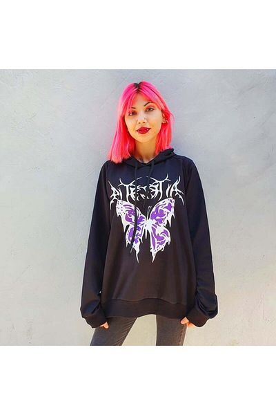 Köstebek Φούτερ με μαύρη κουκούλα Gloomy Butterfly