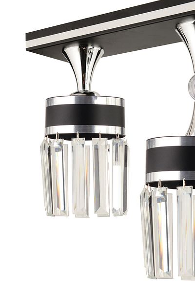 KUZEY AYDINLATMA Deep 3-Piece Black Chrome Gilded Crystal Stone Modern Chandelier