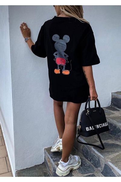 LOUİSA Υπερμεγέθη μαύρο μπλουζάκι Mickey Mouse