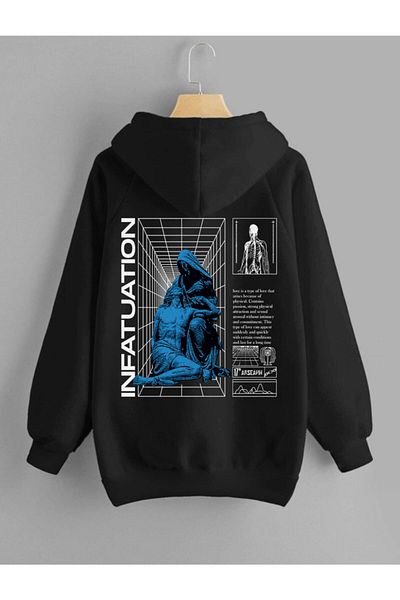 DEEPSENCE Men'S Black SweatShirt - Hooded and Back Printed