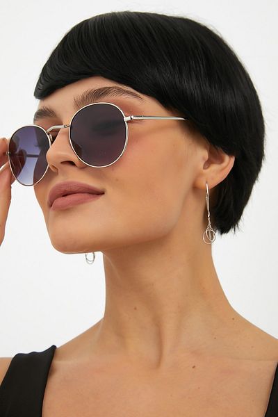 ModaLand Silver Frame Black Glass Unisex Round Sunglasses