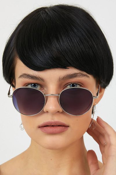 ModaLand Silver Frame Black Glass Unisex Round Sunglasses