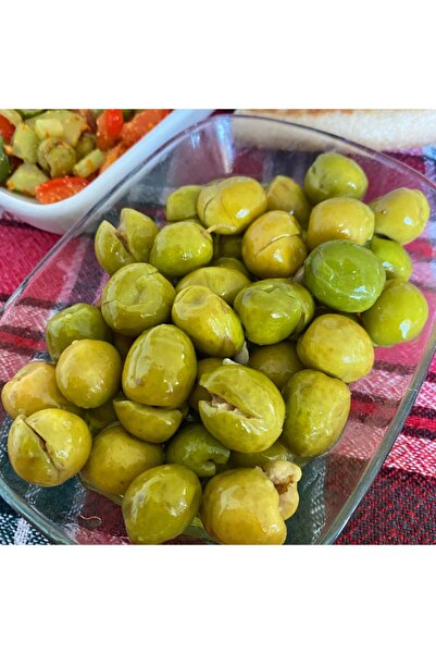 HATAY ŞAHİN ÇİFTLİK Halhalı Topak Aşı Kırma Yeşil Zeytin Iri Boy 2 Kg