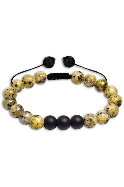 Tesbih Atölyesi Certified Natural Yellow Varisite Onyx Stone Natural Stone Bracelet Set