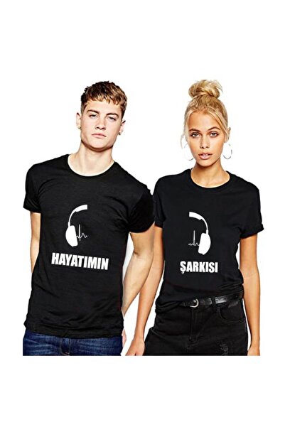 HediyeMania Combinație de tricouri pentru cupluri, tricouri negre cu imprimeu...