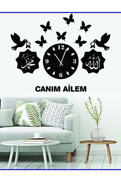Genel Markalar Dekoratif Kuş Kelebek Duvar Saati Aç 50100 0