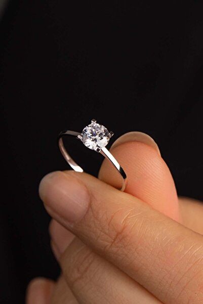 YAVUZ KUYUMCULUK 14 Ayar Altın V Kesim Tektaş Yüzük