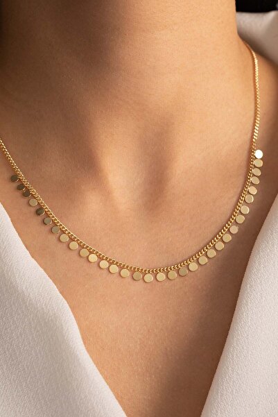 YAVUZ KUYUMCULUK 14 Ayar Altın Sıralı Pullu Kolye