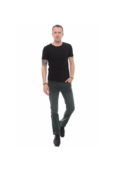 Cazador Τζαζ 4618 Stn. Ανδρικό μπλουζάκι Crew Neck Lycra Plain Μαύρο