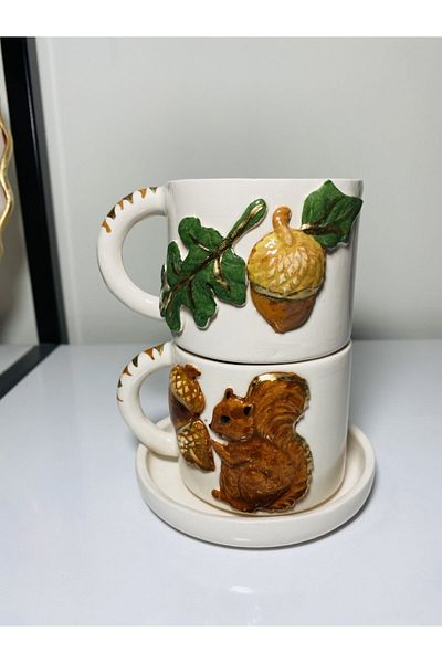 Banuart Squirrel & Acorn Ceramic Cup