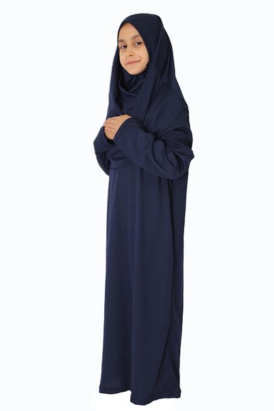 ZEHRANAZ NAMAZ ELBİSESİ 5/8 Years Dark Navy Blue Children's Prayer Dress - No Zipper