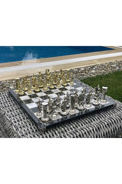 POLO BLUE Antique Roman Gladiator (special Series Large Size) Chess Set