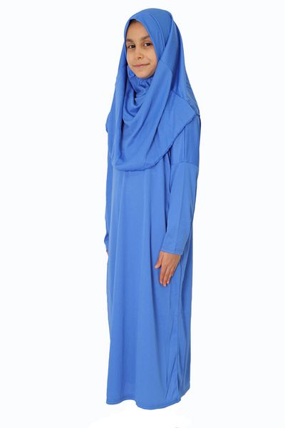 ZEHRANAZ NAMAZ ELBİSESİ Light Blue Non-Zipper Prayer Dress for 9/12 Years Old Children
