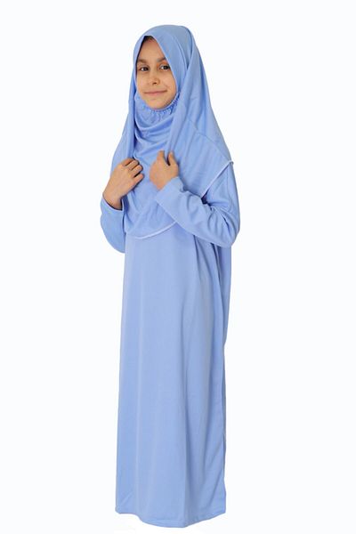ZEHRANAZ NAMAZ ELBİSESİ Babyblaues Gebetskleid Für 5-8-Jährige Ohne Reißverschluss