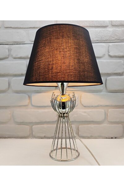 365GUNSERİSONU مصباح طاولة عاكس الضوء ذو الساق المعدنية السوداء المطلية بالكر...