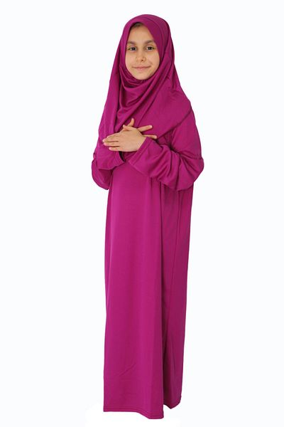 ZEHRANAZ NAMAZ ELBİSESİ Light Purple Non-Zipper Prayer Dress for 5-8 Years Old Children