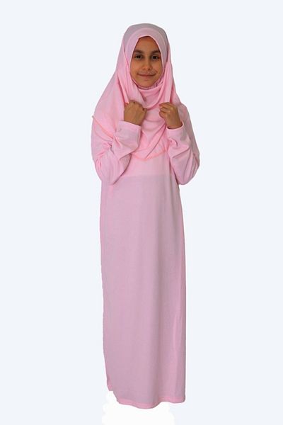 ZEHRANAZ NAMAZ ELBİSESİ 5/8 Years Old Candy Pink Children's Prayer Dress - No Zipper