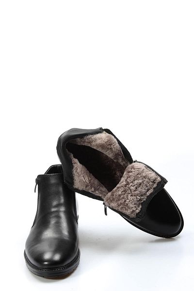 Ayakkabıhane Genuine Leather Black Men's Classic Boots with Fur Inside and High Quality Outside 0867111131409