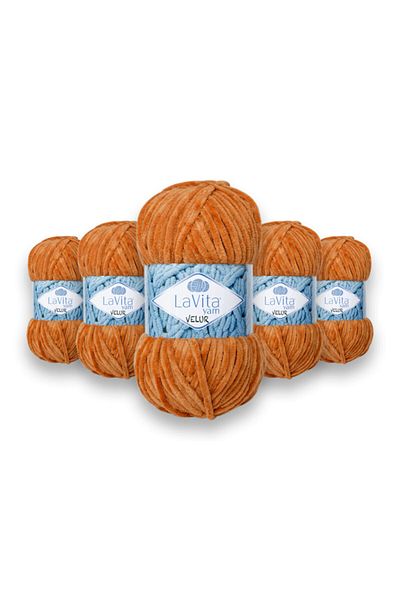 LaVita Yarn Πακέτο 5 Velur Baby Velveteen Σχοινί Amigurumi Χειροποίητη Πλέξιμο - Taka Yarn (7211-S.ΚΑΦΕ)