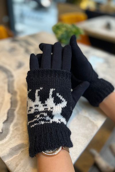Navy blue online gloves womens
