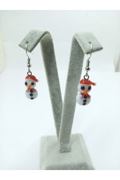 nazarboncuğu Murano Glass Snowman Earrings