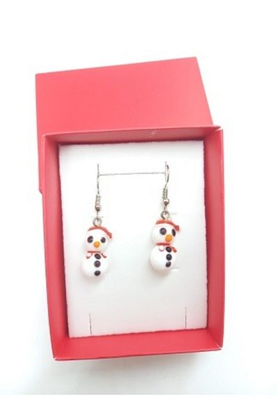 nazarboncuğu Murano Glass Snowman Earrings