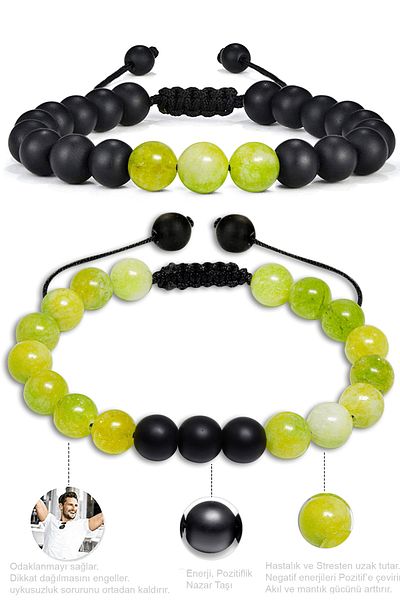 Tesbih Atölyesi Natural Canadian Jade Stone Jade Ceyt Natural Stone Bracelet Set