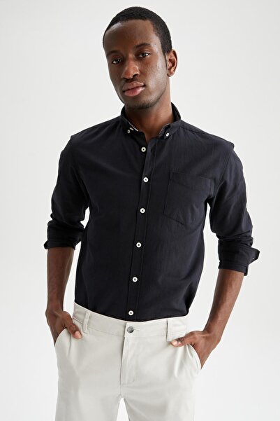 DeFacto Μακρυμάνικο πουκάμισο Polo με λεπτή εφαρμογή