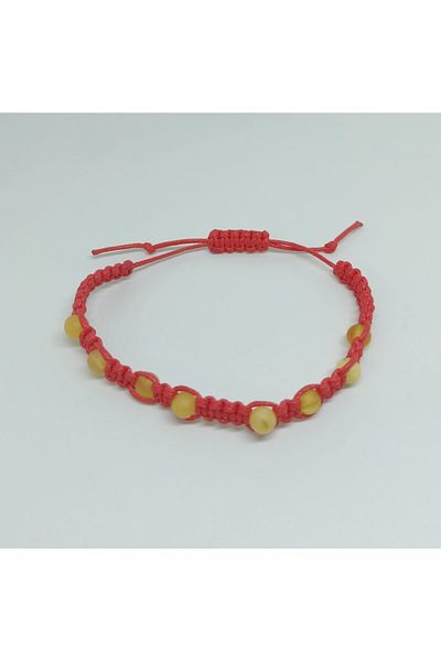 Budakoğulları Ukrainian Certified Drop Amber Macrame Adult Bracelet - Lock Detailed