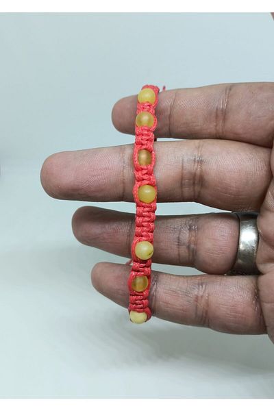 Budakoğulları Ukrainian Certified Drop Amber Macrame Adult Bracelet - Lock Detailed