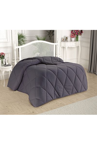 Taç Anthracite Solid Color Double Fleece Quilt