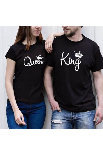 HediyeMania Tricouri speciale pentru cupluri Big King Queen cu imprimeu pentr...