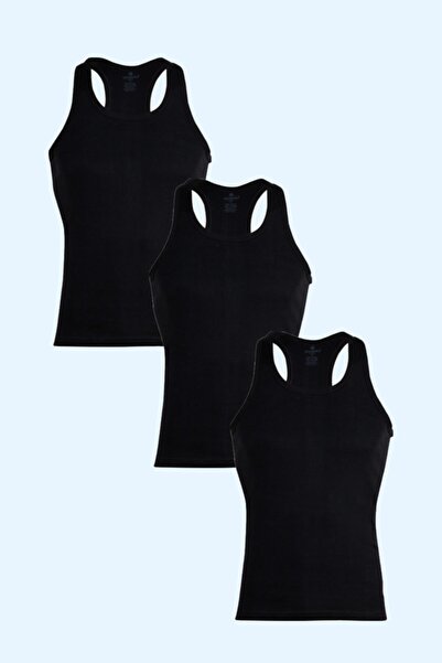 Ceylanoğlu Ανδρικό αθλητικό μπλουζάκι 3 τεμαχίων μαύρο Ribana