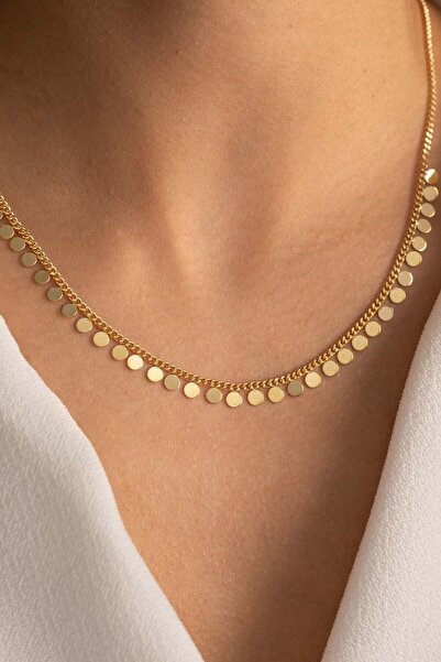 YAVUZ KUYUMCULUK 14 Ayar Altın Sıralı Pullu Kolye