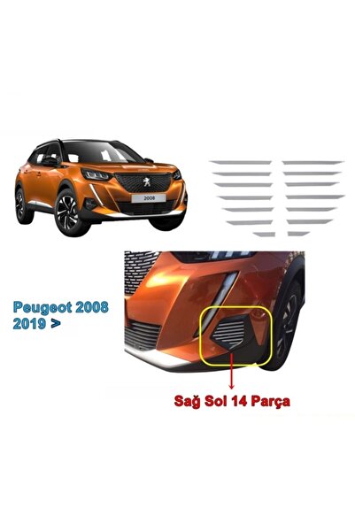 Point Peugeot 2008 Ön Tampon Sağ Sol Kromu 2019 Sonrası 14 Prç. P.çelik