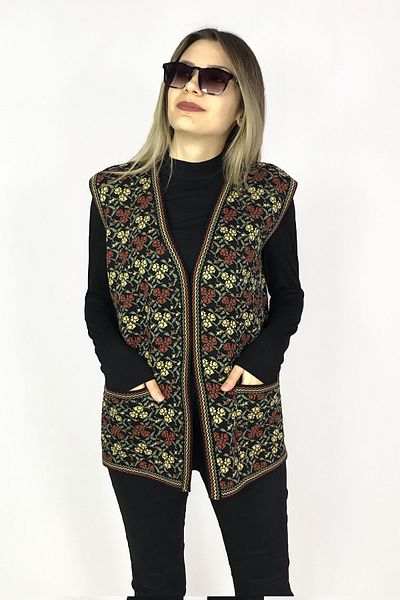 Dinçerler tekstil سترة نسائية من الكليم بدون أزرار سميكة ورقبة على شكل حرف V