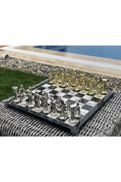 POLO BLUE Antique Roman Gladiator (special Series Large Size) Chess Set