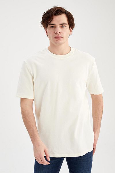 DeFacto Comfort Fit Crew Neck Short Sleeve 100% Cotton T-Shirt