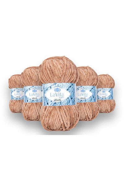 LaVita Yarn Βελούδινο νήμα μωρού Velur 5 τεμαχίων Amigurumi Χειροποίητο νήμα Ημιμαγκαρικά (7120-D.FEATHER)